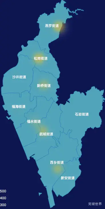 echarts深圳市宝安区geoJson地图热力图