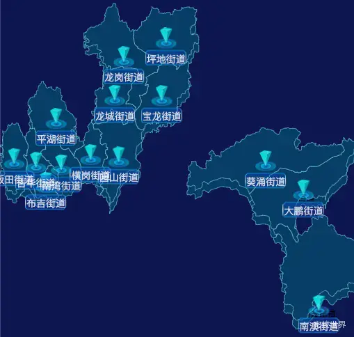 echarts深圳市龙岗区geoJson地图点击跳转到指定页面