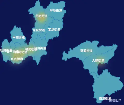echarts深圳市龙岗区geoJson地图热力图