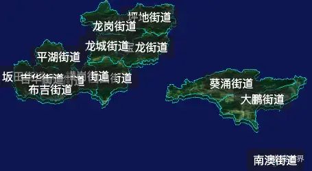 threejs深圳市龙岗区geoJson地图3d地图自定义贴图加CSS2D标签