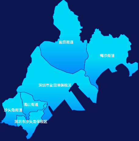 echarts深圳市盐田区geoJson地图局部颜色渐变