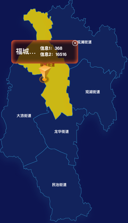 echarts深圳市龙华区geoJson地图点击弹出自定义弹窗