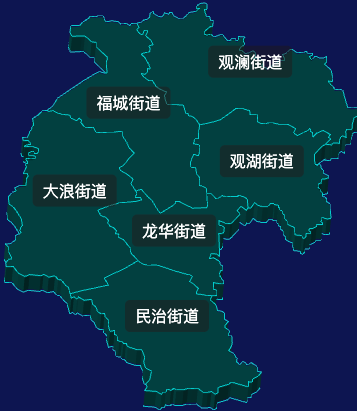 threejs深圳市龙华区geoJson地图3d地图css2d标签