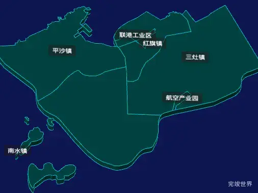 threejs珠海市金湾区geoJson地图3d地图CSS3D标签