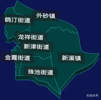 threejs汕头市龙湖区geoJson地图3d地图CSS3D标签