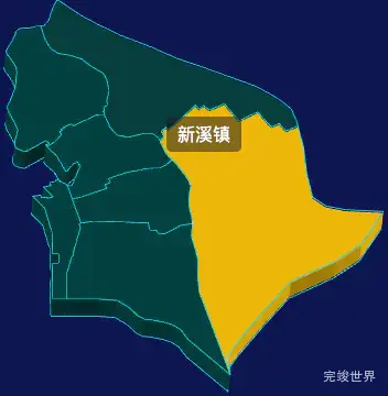 threejs汕头市龙湖区geoJson地图3d地图鼠标移入显示标签并高亮