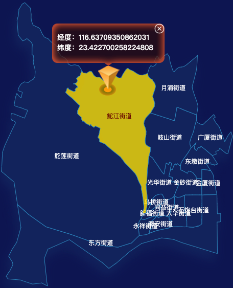 echarts汕头市金平区geoJson地图点击地图获取经纬度