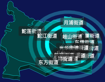 threejs汕头市金平区geoJson地图3d地图CSS2D外加旋转棱锥