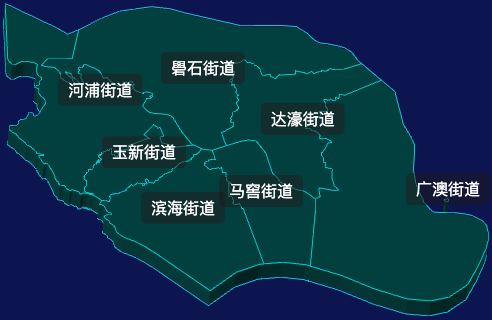 threejs汕头市濠江区geoJson地图3d地图css2d标签