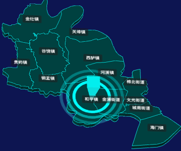 threejs汕头市潮阳区geoJson地图3d地图添加旋转棱锥
