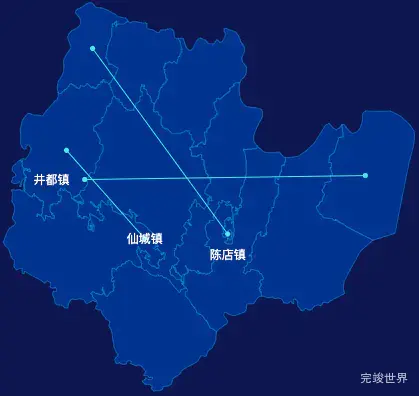 echarts汕头市潮南区geoJson地图自定义引导线