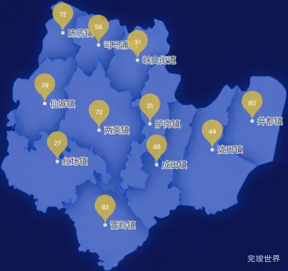 echarts汕头市潮南区geoJson地图水滴状气泡图
