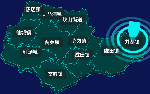 threejs汕头市潮南区geoJson地图3d地图CSS2D外加旋转棱锥