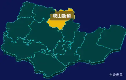 threejs汕头市潮南区geoJson地图3d地图鼠标移入显示标签并高亮