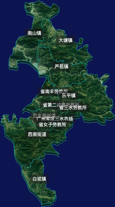threejs佛山市三水区geoJson地图3d地图自定义贴图加CSS2D标签