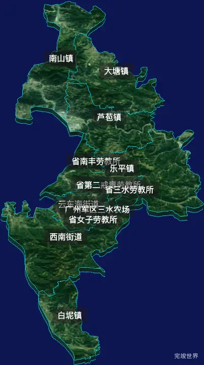 threejs佛山市三水区geoJson地图3d地图自定义贴图加CSS2D标签