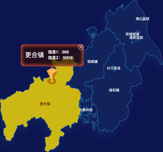echarts佛山市高明区geoJson地图点击弹出自定义弹窗