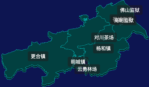 threejs佛山市高明区geoJson地图3d地图css2d标签