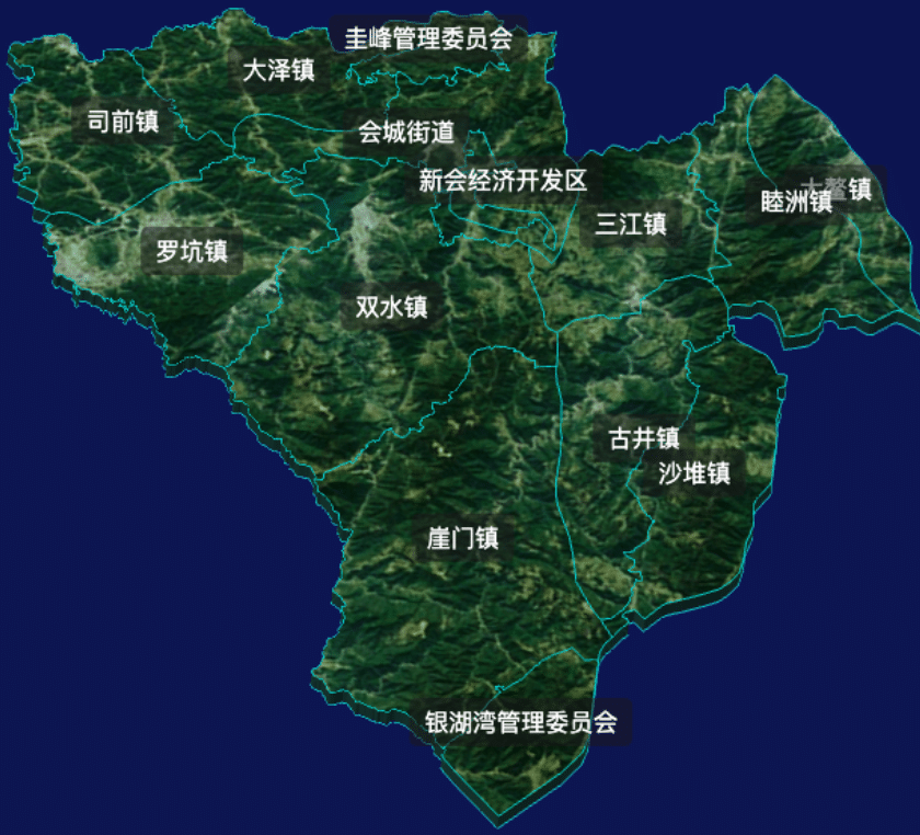 threejs江门市新会区geoJson地图3d地图css2d标签