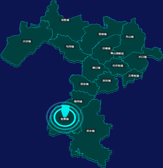 threejs江门市开平市geoJson地图3d地图CSS2D外加旋转棱锥