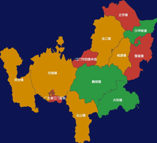 echarts江门市鹤山市geoJson地图定义颜色