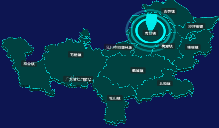 threejs江门市鹤山市geoJson地图3d地图添加旋转棱锥