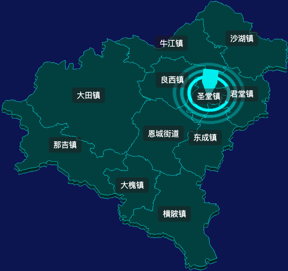 threejs江门市恩平市geoJson地图3d地图CSS2D外加旋转棱锥