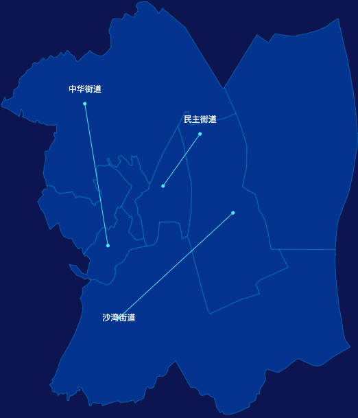 echarts湛江市赤坎区geoJson地图自定义引导线