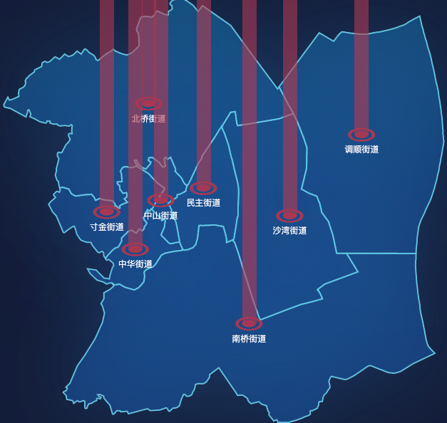 echarts湛江市赤坎区geoJson地图添加柱状图