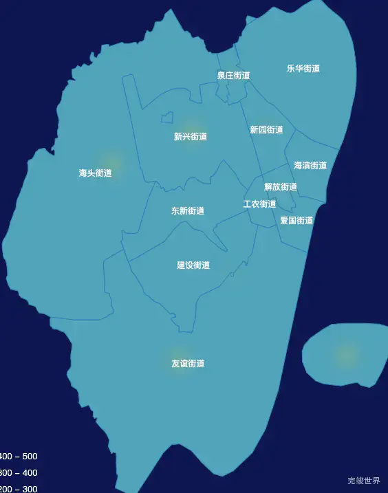 echarts湛江市霞山区geoJson地图热力图