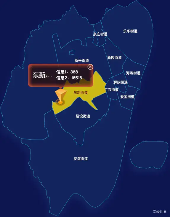 echarts湛江市霞山区geoJson地图点击弹出自定义弹窗