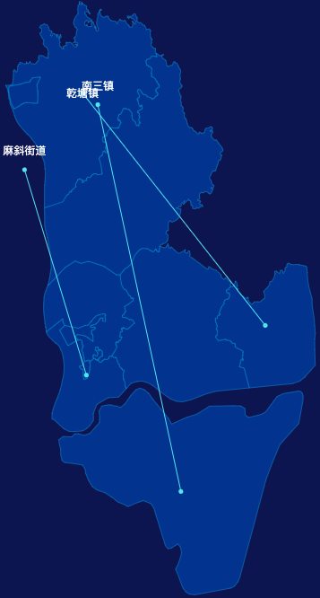 echarts湛江市坡头区geoJson地图自定义引导线