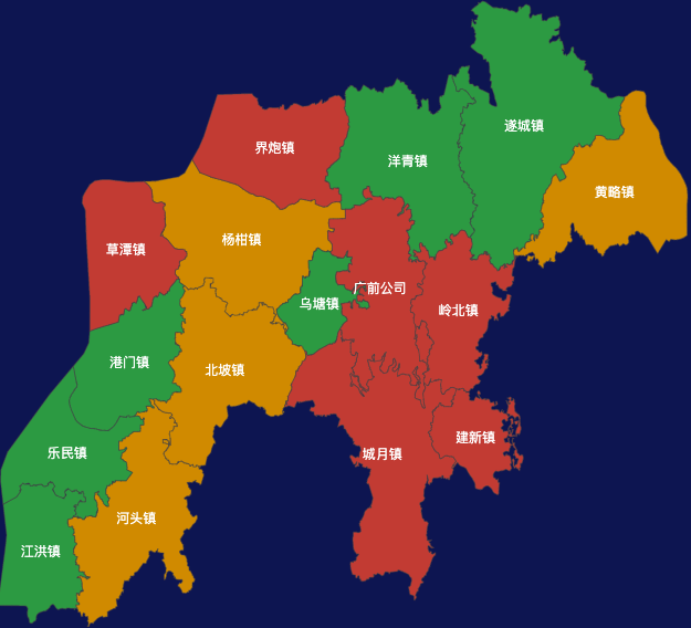 echarts湛江市遂溪县geoJson地图定义颜色