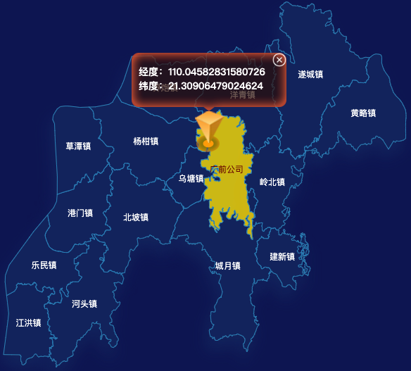 echarts湛江市遂溪县geoJson地图点击地图获取经纬度