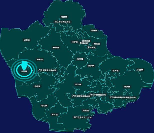 threejs湛江市雷州市geoJson地图3d地图添加旋转棱锥