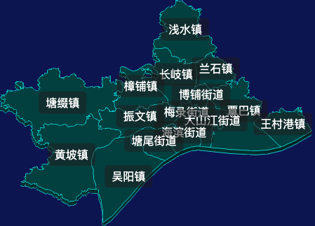 threejs湛江市吴川市geoJson地图3d地图css2d标签