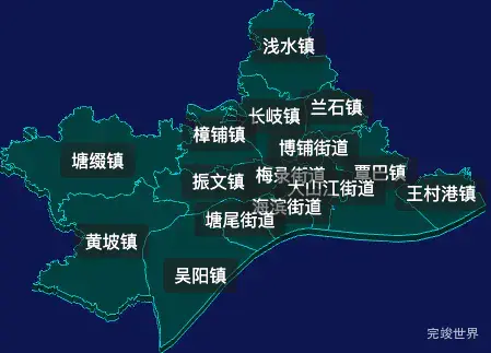 threejs湛江市吴川市geoJson地图3d地图css2d标签