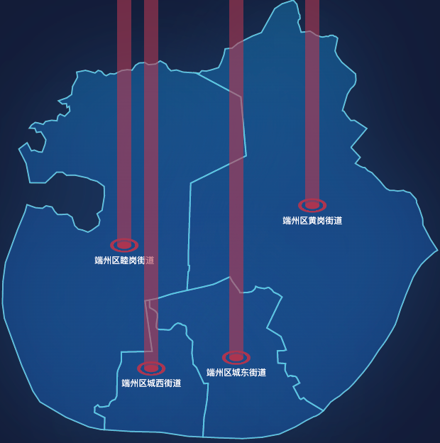 echarts肇庆市端州区geoJson地图添加柱状图