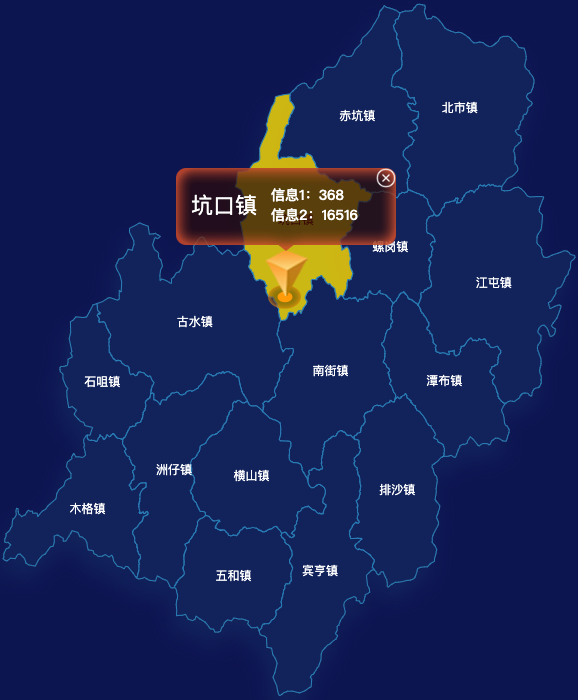 echarts肇庆市广宁县geoJson地图点击弹出自定义弹窗