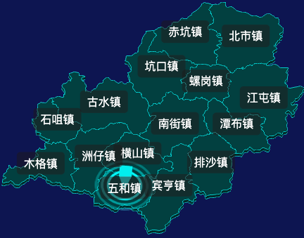threejs肇庆市广宁县geoJson地图3d地图CSS2D外加旋转棱锥