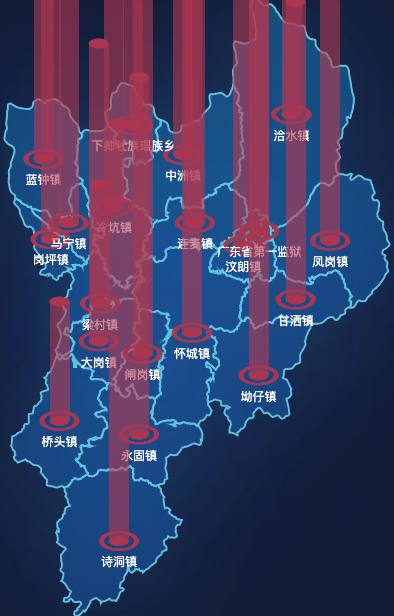 echarts肇庆市怀集县geoJson地图添加柱状图