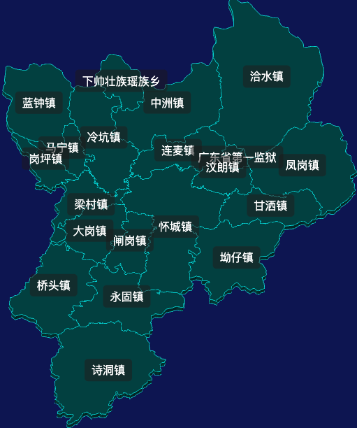 threejs肇庆市怀集县geoJson地图3d地图自定义贴图加CSS2D标签