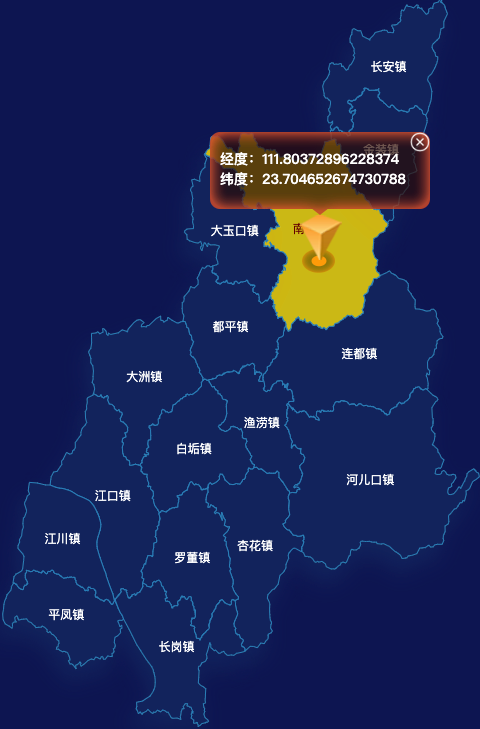 echarts肇庆市封开县geoJson地图点击地图获取经纬度