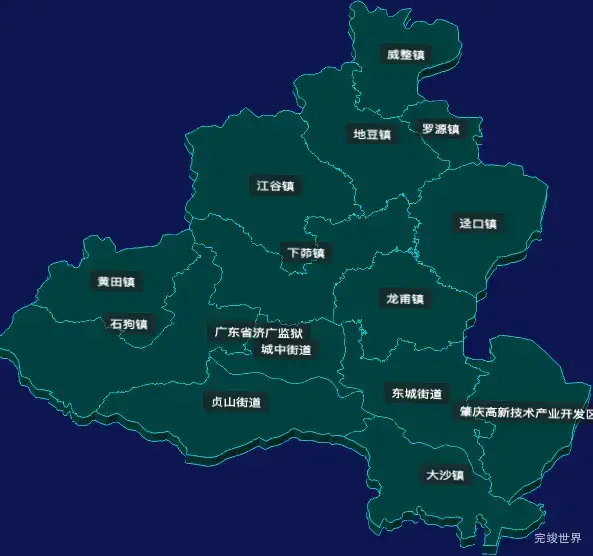 threejs肇庆市四会市geoJson地图3d地图CSS3D标签