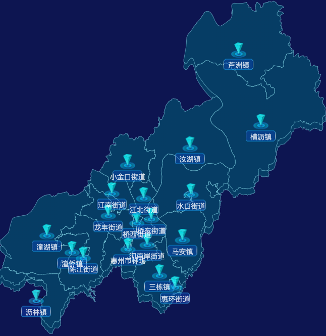 echarts惠州市惠城区geoJson地图点击跳转到指定页面