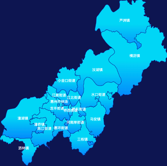 echarts惠州市惠城区geoJson地图局部颜色渐变