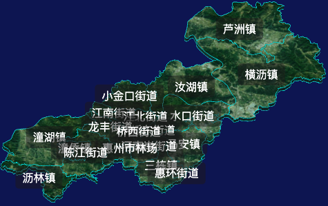 threejs惠州市惠城区geoJson地图3d地图自定义贴图加CSS2D标签