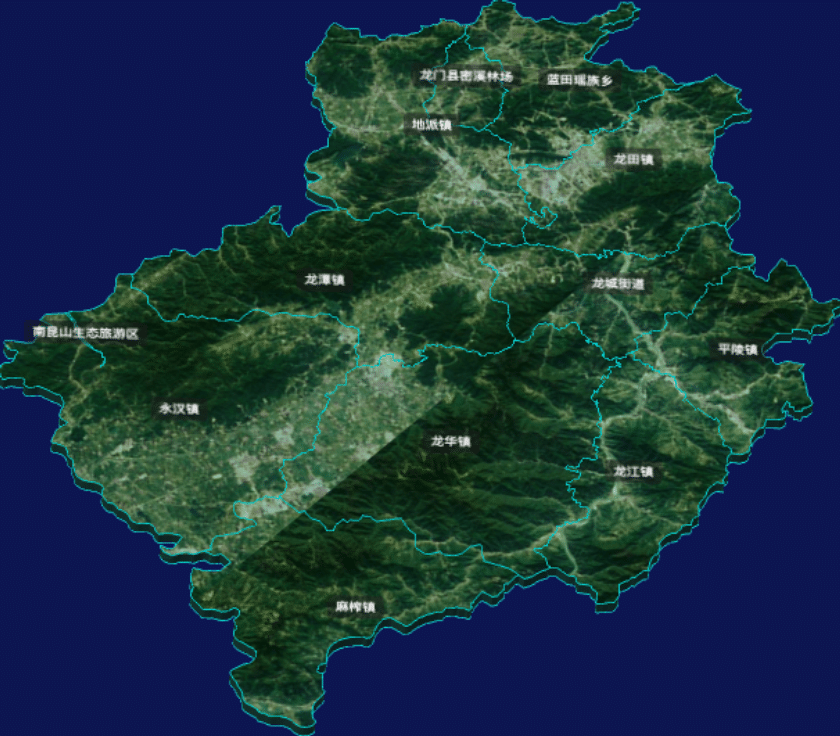 threejs惠州市龙门县geoJson地图3d地图自定义贴图加CSS3D标签