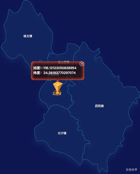 echarts梅州市梅江区geoJson地图根据经纬度显示自定义html弹窗