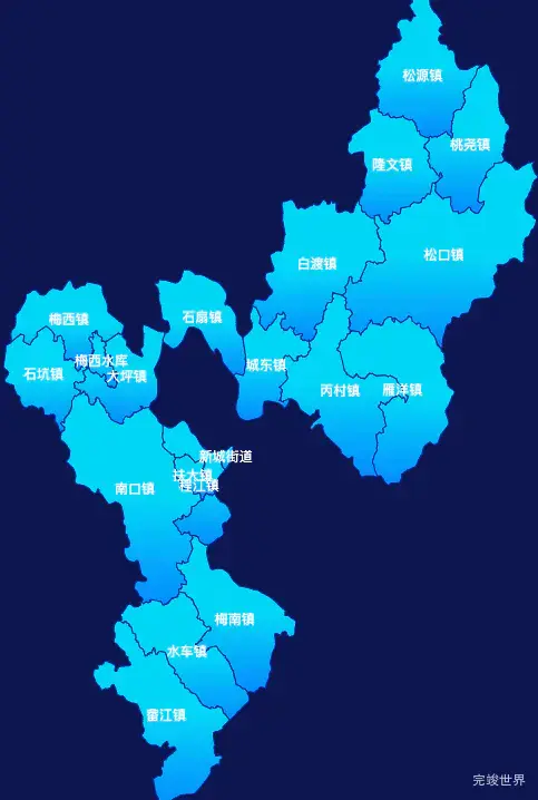 echarts梅州市梅县区geoJson地图局部颜色渐变